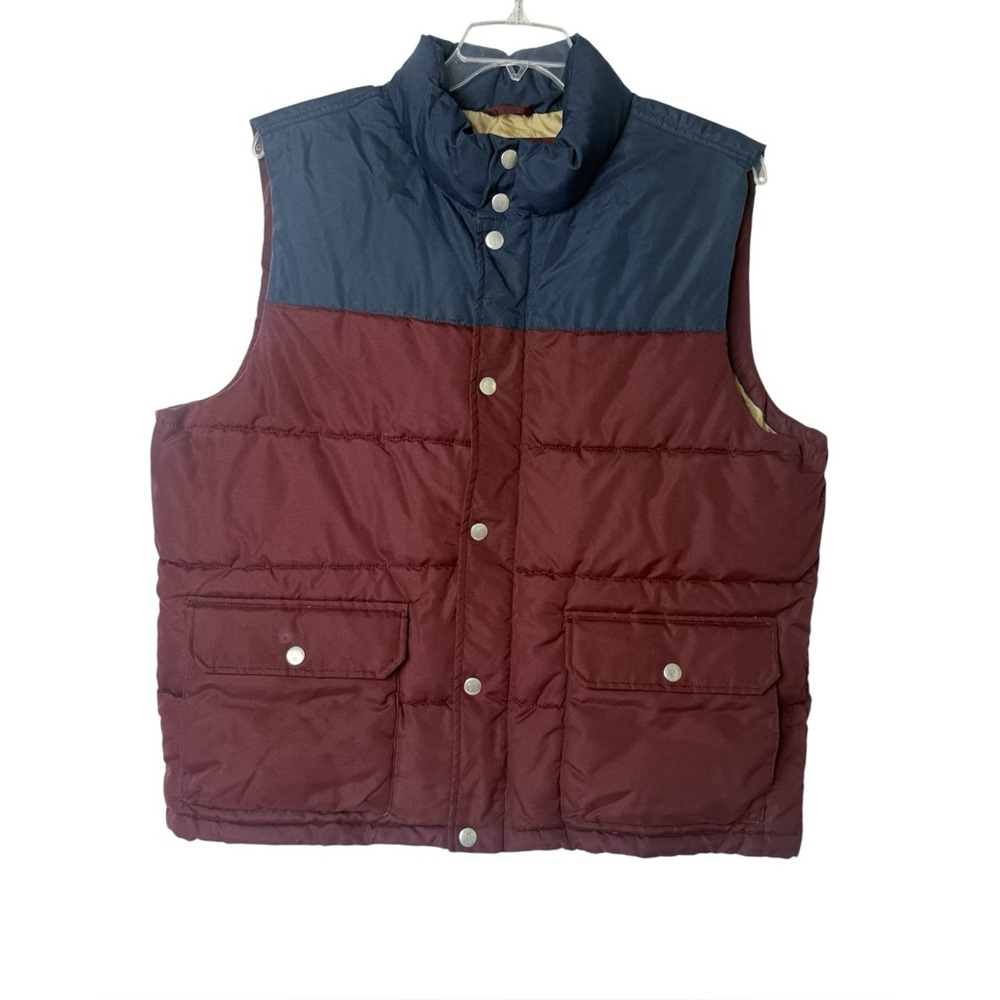 Old Navy Maroon and Blue Mens XL Puffer Vest Pockets